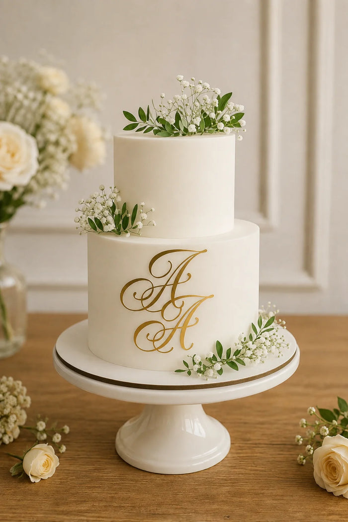 Two-Tier Minimalist Floral Celebration Cake