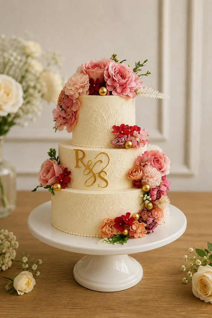 Three-Tier Floral Arch Celebration Cake