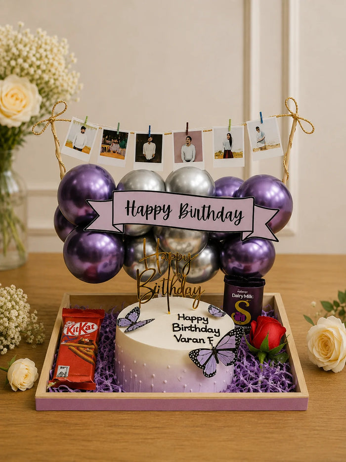 Purple Butterfly & Photo Keepsake Birthday Hamper