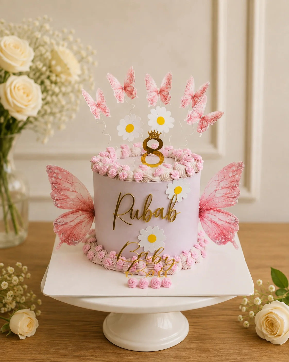 Handcrafted Rubab Baby 8 Peach Birthday Cake baked fresh by The Baking Kaur, Thapar Nagar, Meerut