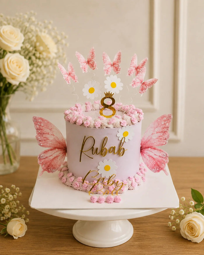 8th Birthday Butterfly Garden Birthday Cake
