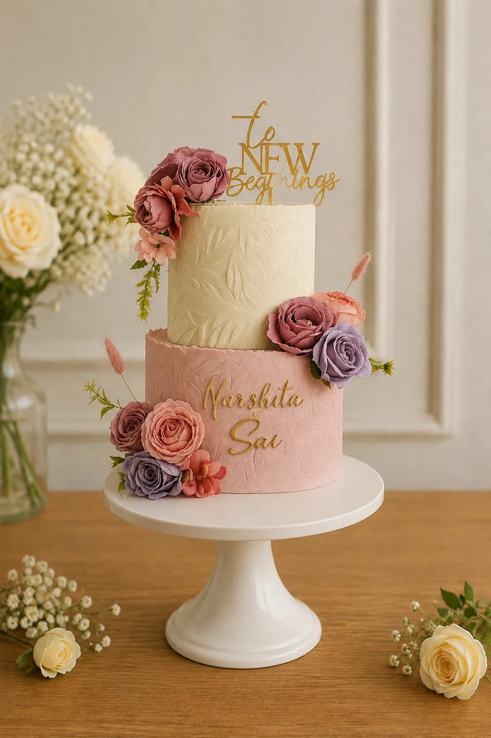 Two-Tier Floral Celebration Cake