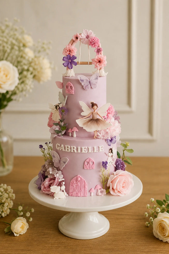 Two-Tier Enchanted Fairy Garden Theme Cake