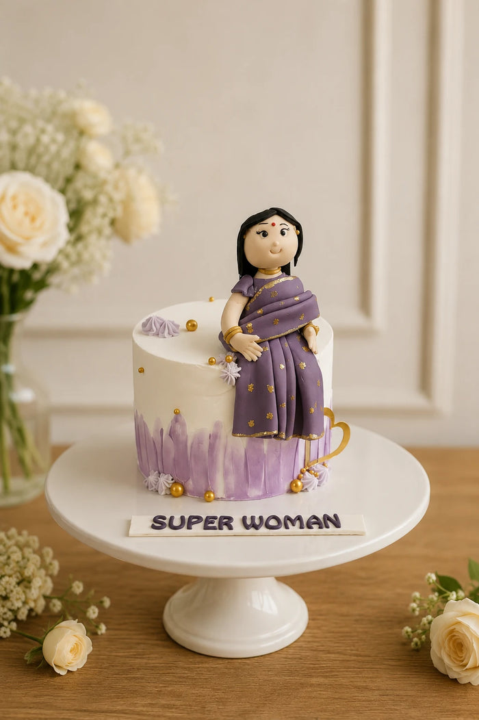 Indian Woman In Saree Celebration Cake