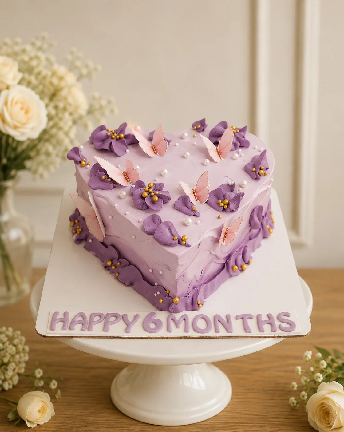 Handcrafted Happy 6 Months Pastel Mix Birthday Cake baked fresh by The Baking Kaur, Thapar Nagar, Meerut