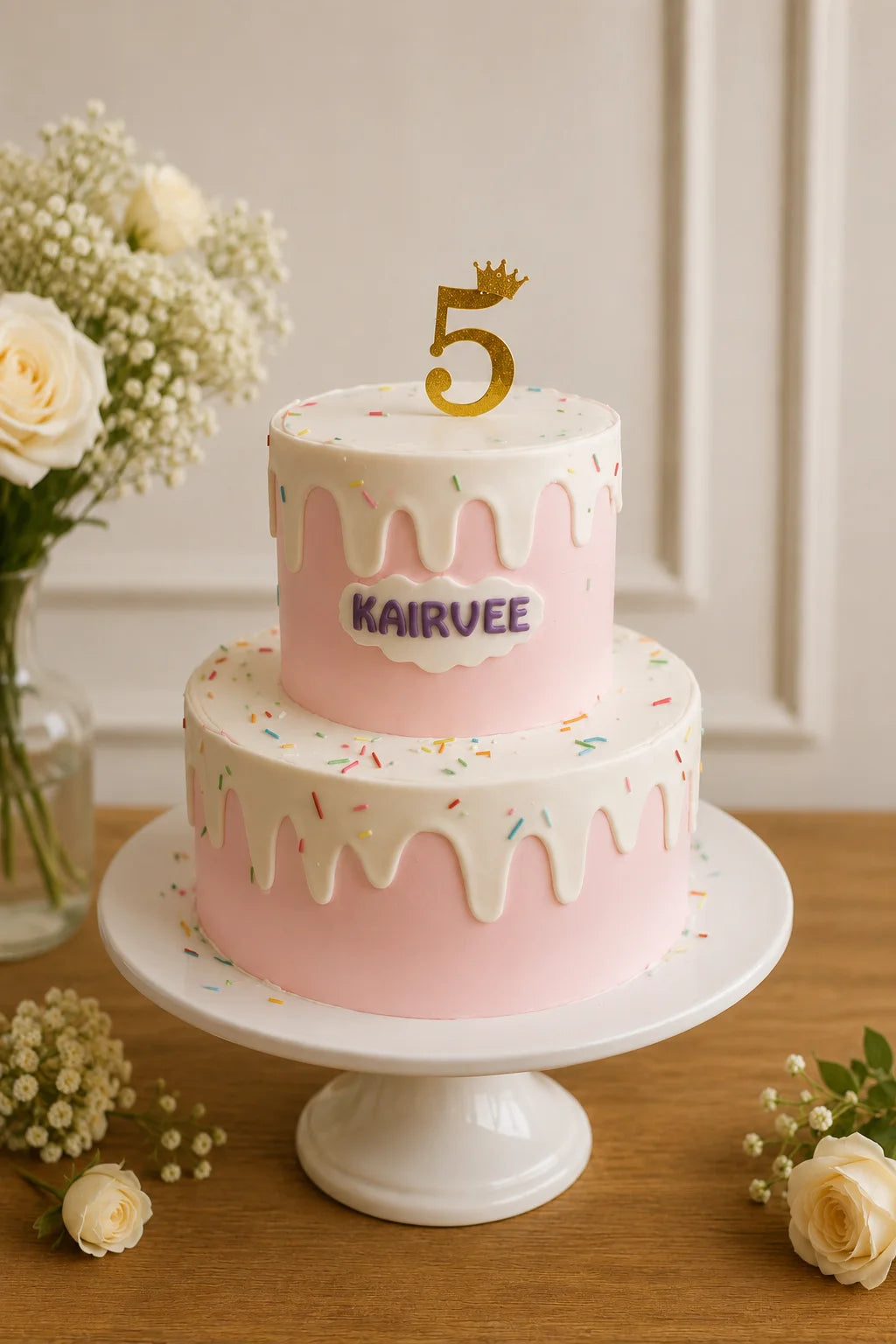 Handcrafted Kairvee Pastel Mix 2-Tier Birthday Tier Cake baked fresh by The Baking Kaur, Thapar Nagar, Meerut
