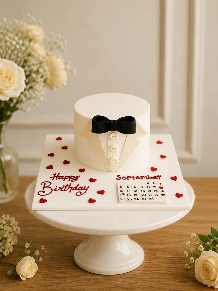 Tuxedo Elegance & Calendar Birthday Cake