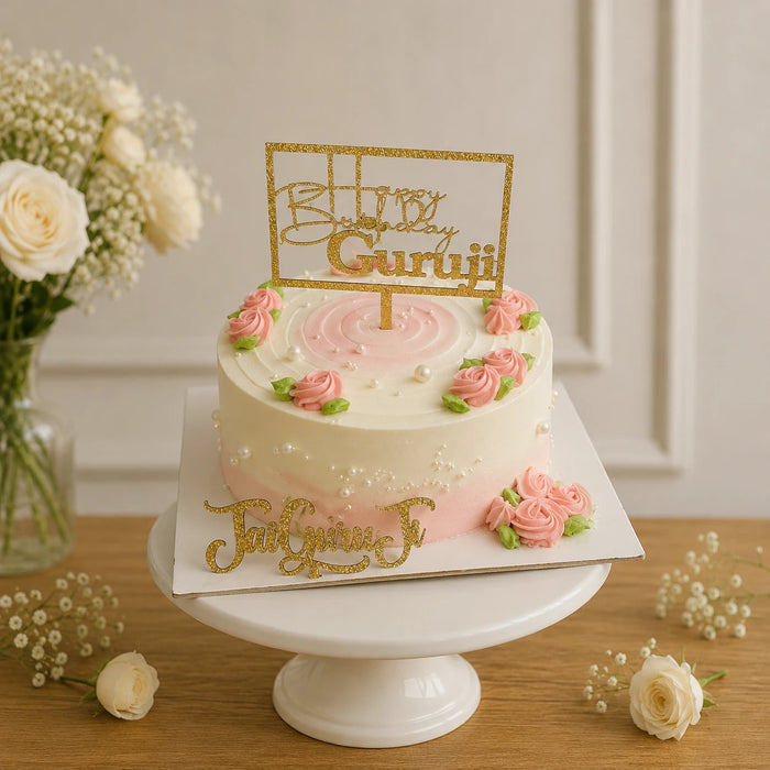 Floral & Pearl Ombre Celebration Cake