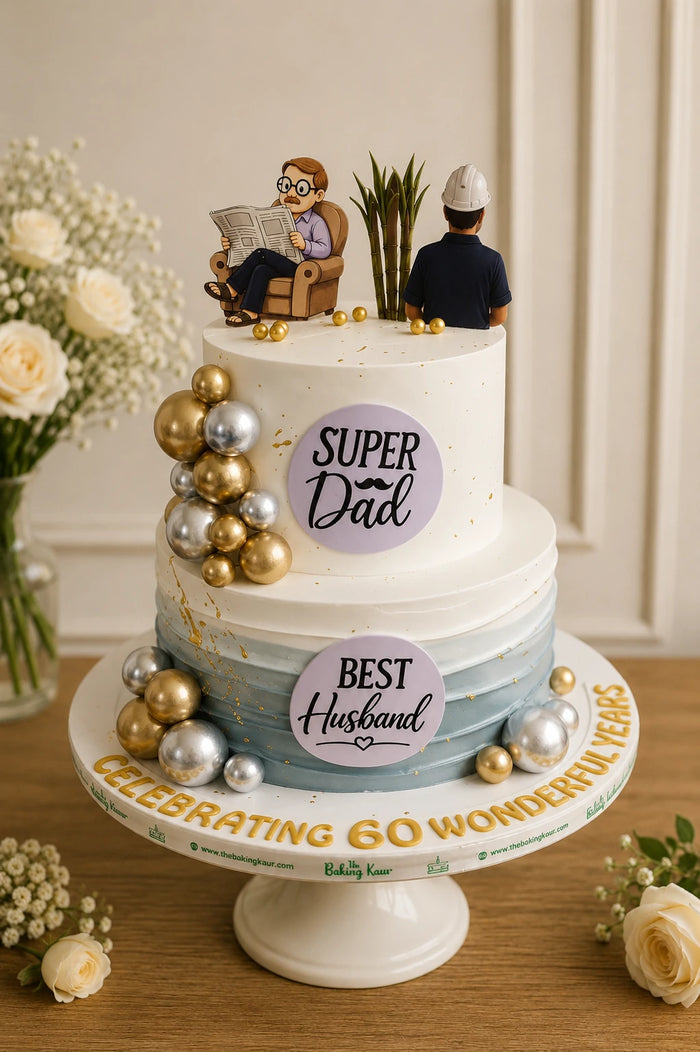 Super Dad & Best Husband 60Th Birthday Theme Cake