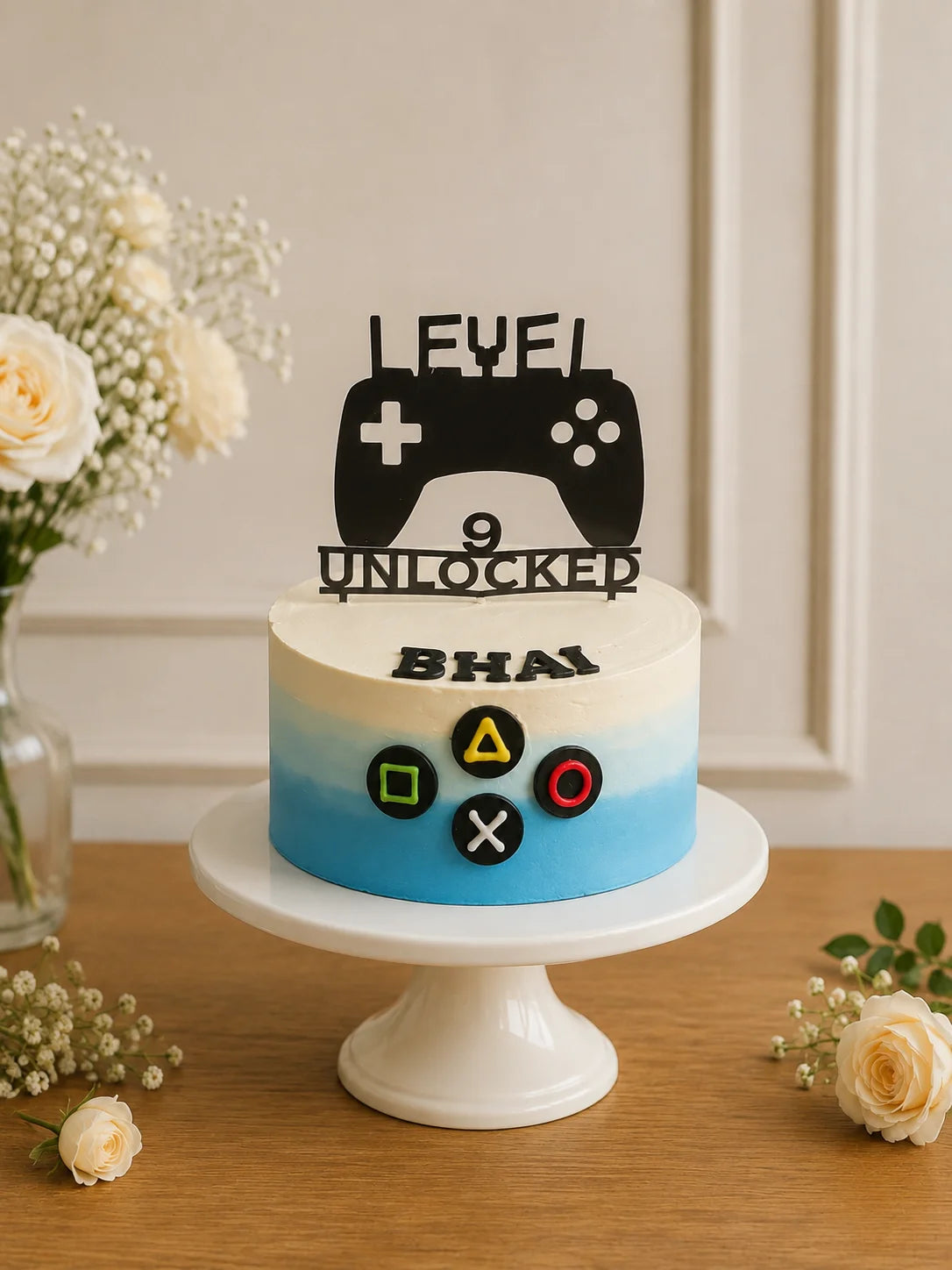 Handcrafted Level 9 Unlocked Bha Pastel Mix Birthday Cake baked fresh by The Baking Kaur, Thapar Nagar, Meerut