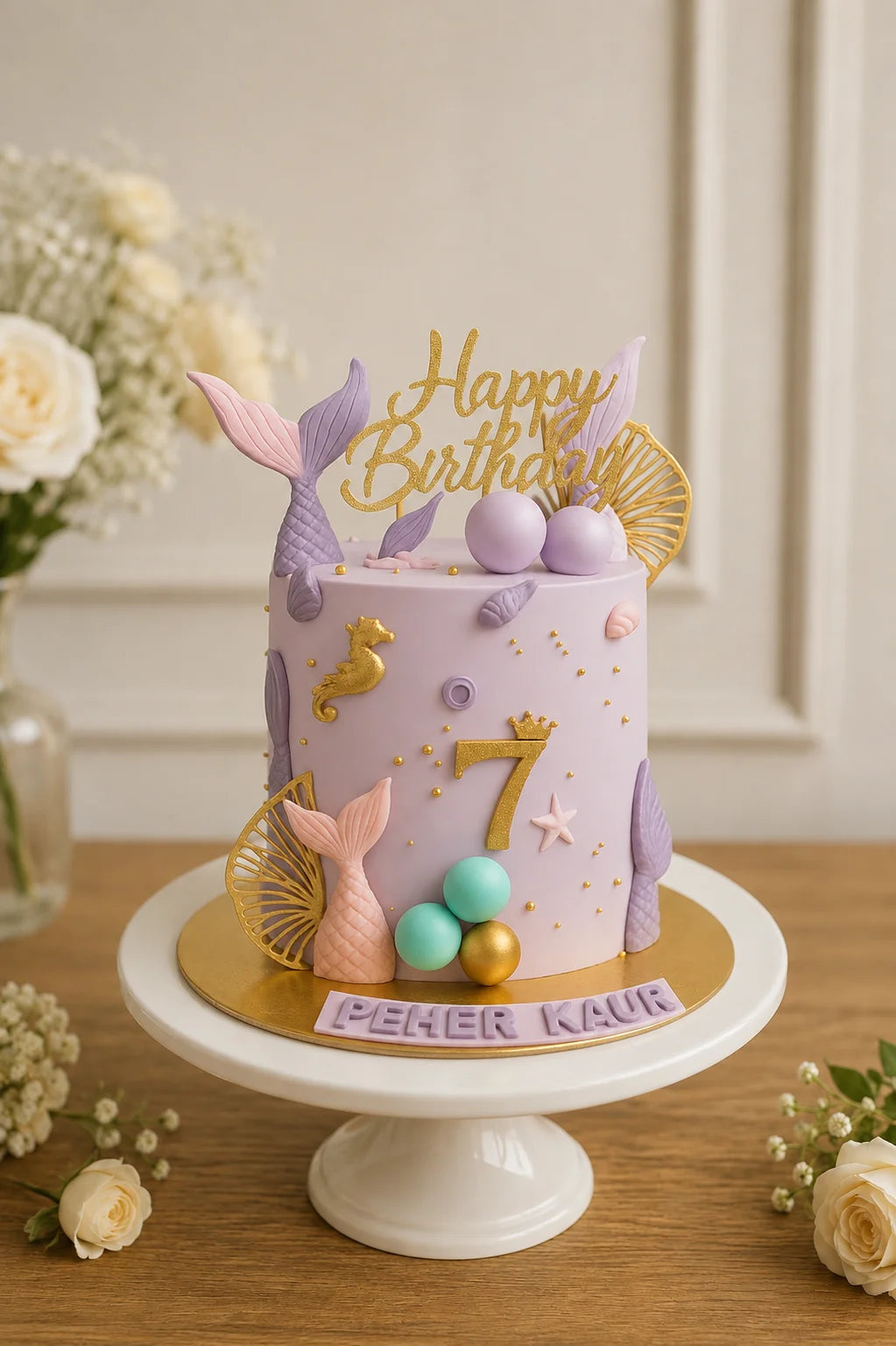 Handcrafted Peach Floral Other Cake baked fresh by The Baking Kaur, Thapar Nagar, Meerut