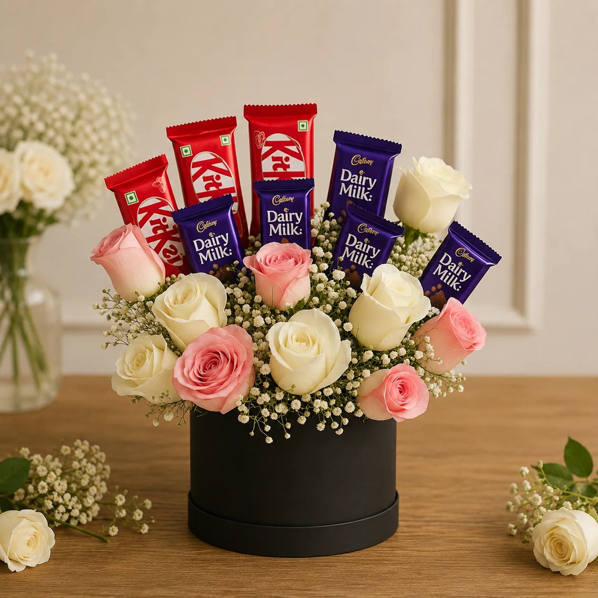 Velvet Rose & Chocolates Luxury Bloom Box handcrafted luxury gift hamper by The Baking Kaur Meerut