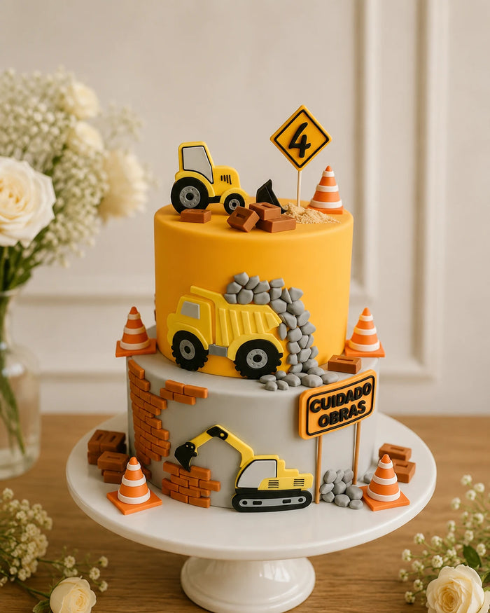 Construction Truck & Site Theme Cake