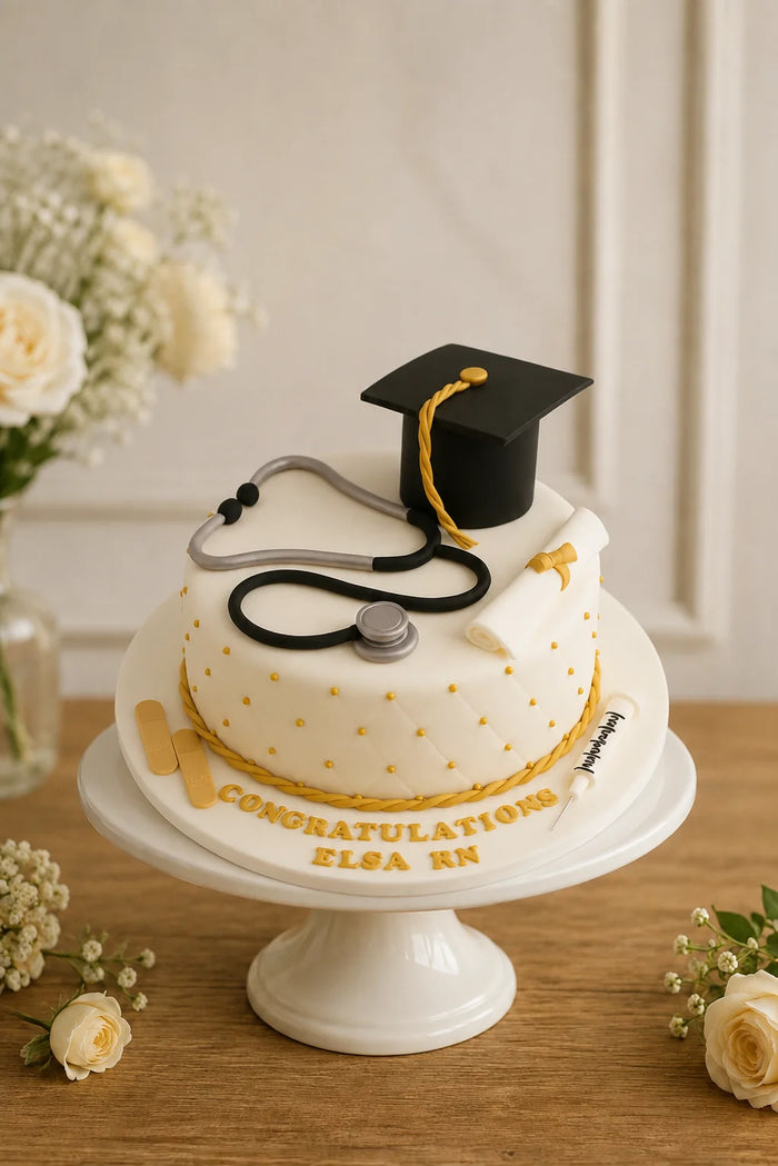 Nursing Graduation Theme Cake
