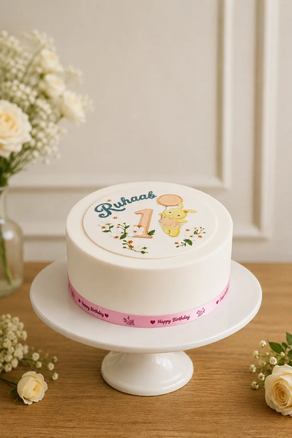 Handcrafted Ruhaab 1 Happy Birthday Pastel Mix Birthday Cake baked fresh by The Baking Kaur, Thapar Nagar, Meerut