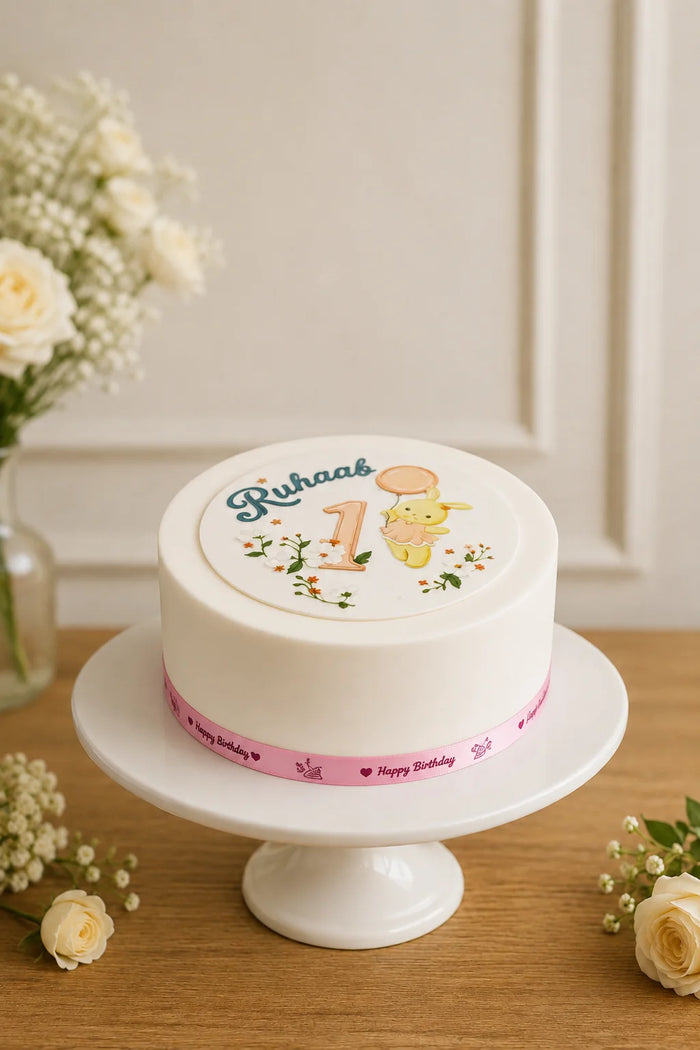 Ivory 1st Birthday Celebration Birthday Cake