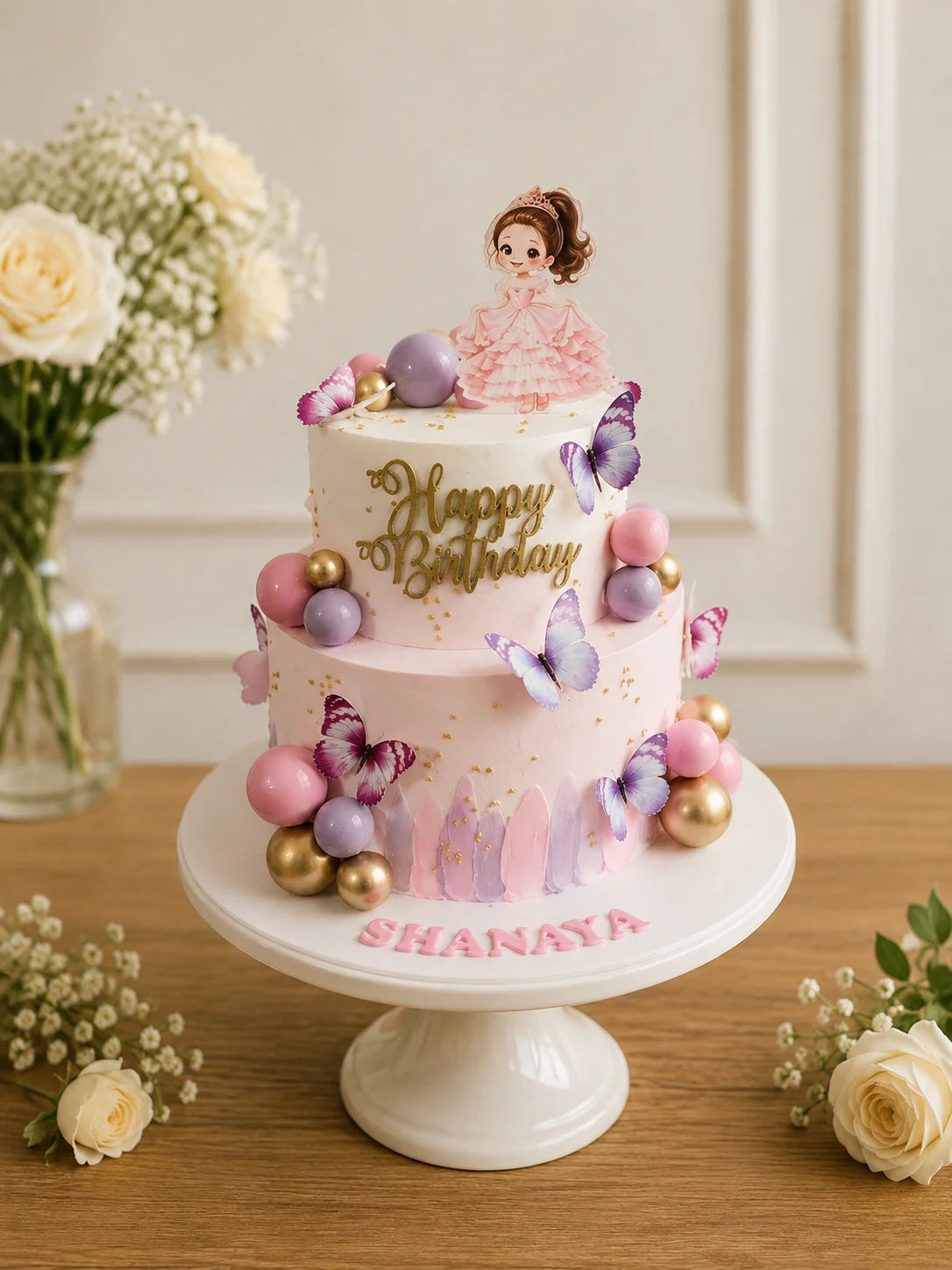 Handcrafted Peach Floral Other Cake #3 baked fresh by The Baking Kaur, Thapar Nagar, Meerut