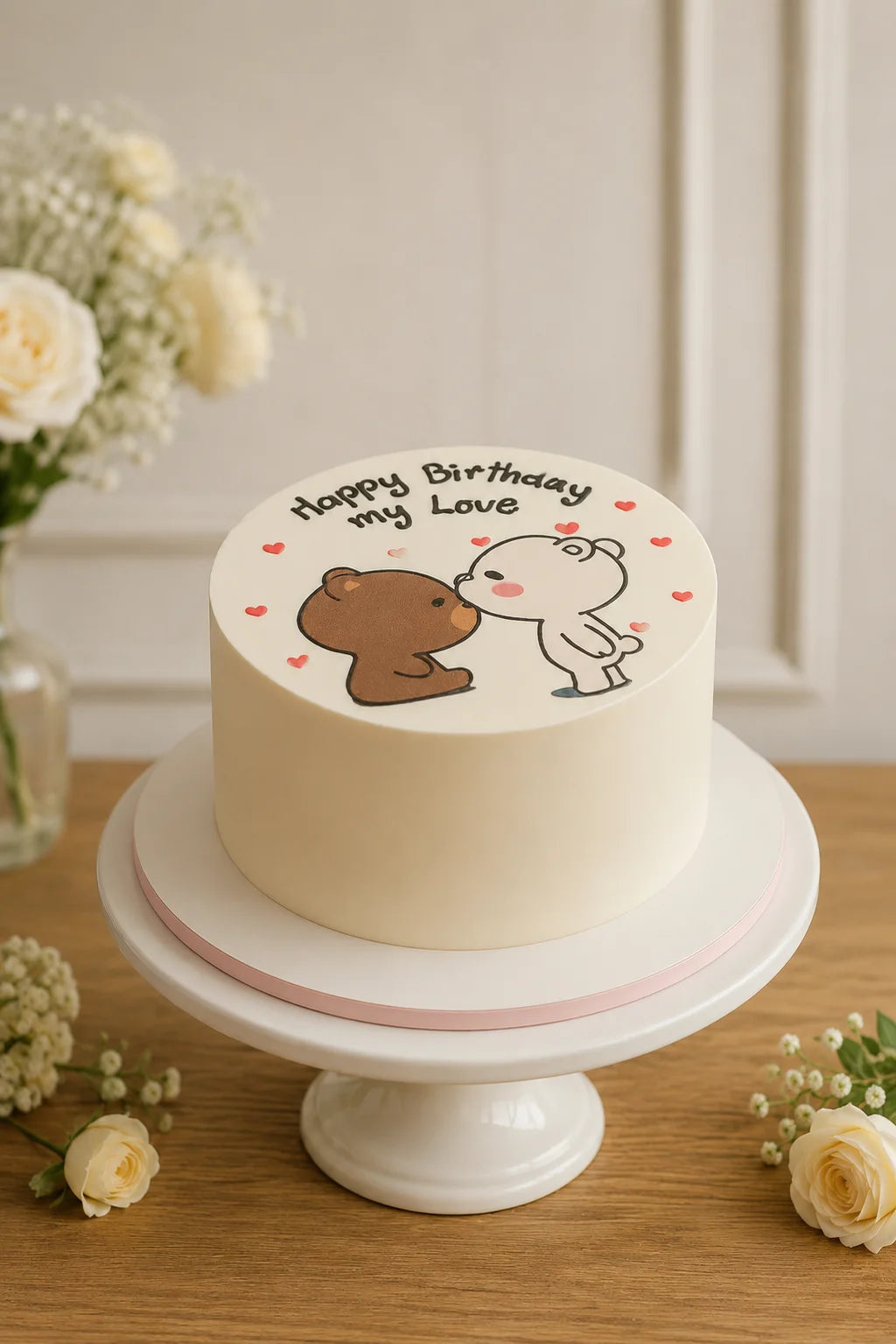 Handcrafted Happy Birthday My Love Peach Birthday Cake baked fresh by The Baking Kaur, Thapar Nagar, Meerut