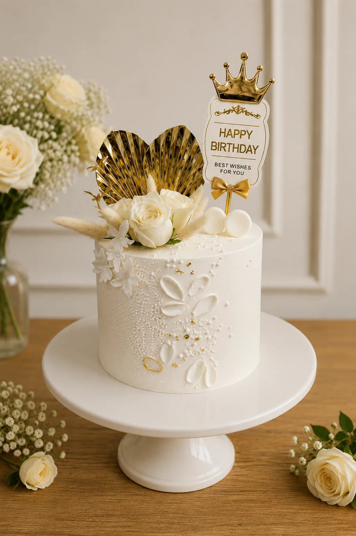 Birthday Crown & Floral Birthday Cake