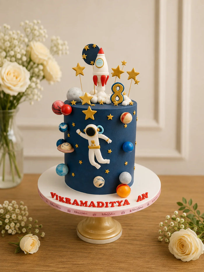 Outer Space Astronaut & Planets Themed Birthday Cake