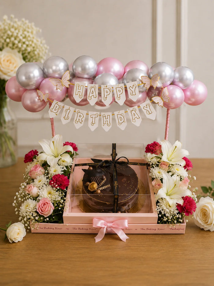 Pastel Balloon & Floral Birthday Truffle Luxury Hamper