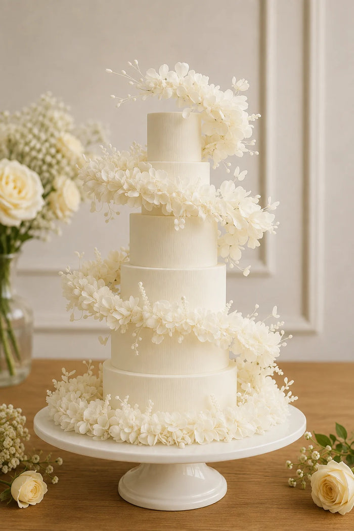 Champagne Baby's Breath Cascade 4-Tier Cake