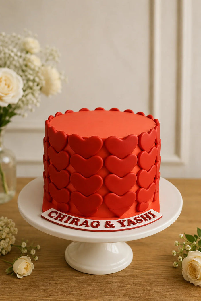 Heart-Patterned Romantic Theme Cake