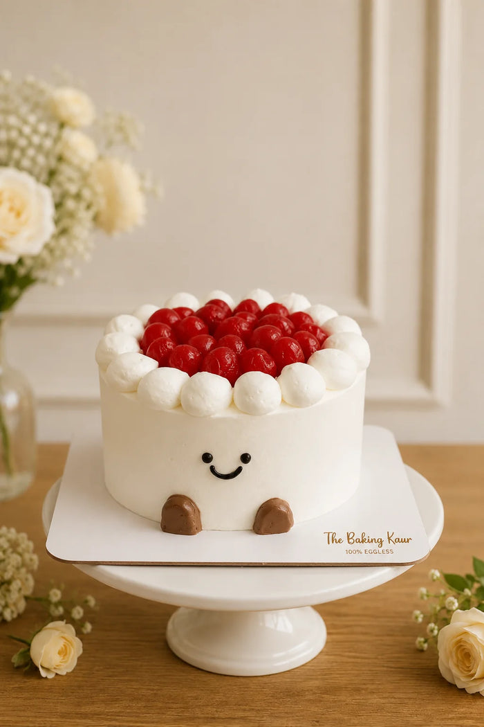 Cartoon Character With Cherries Theme Cake