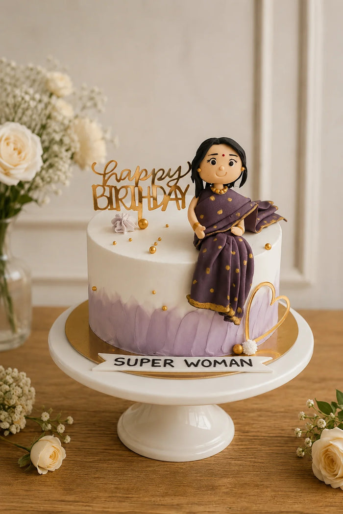 Super Woman in saree Birthday Cake