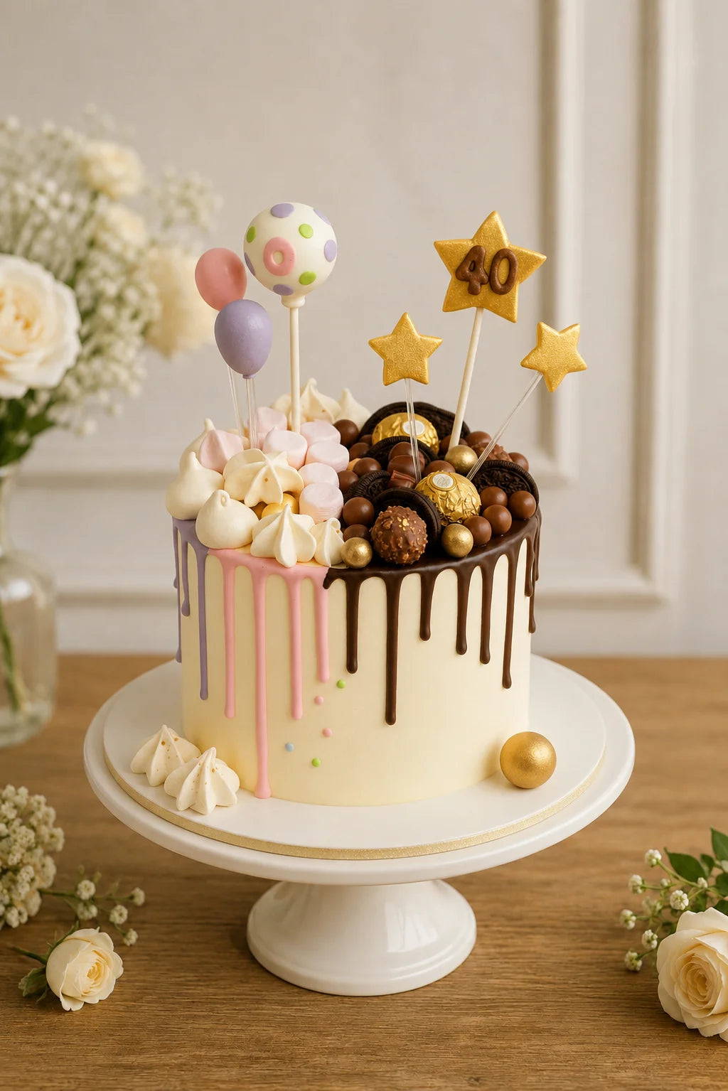 Handcrafted 40 Peach Birthday Cake baked fresh by The Baking Kaur, Thapar Nagar, Meerut