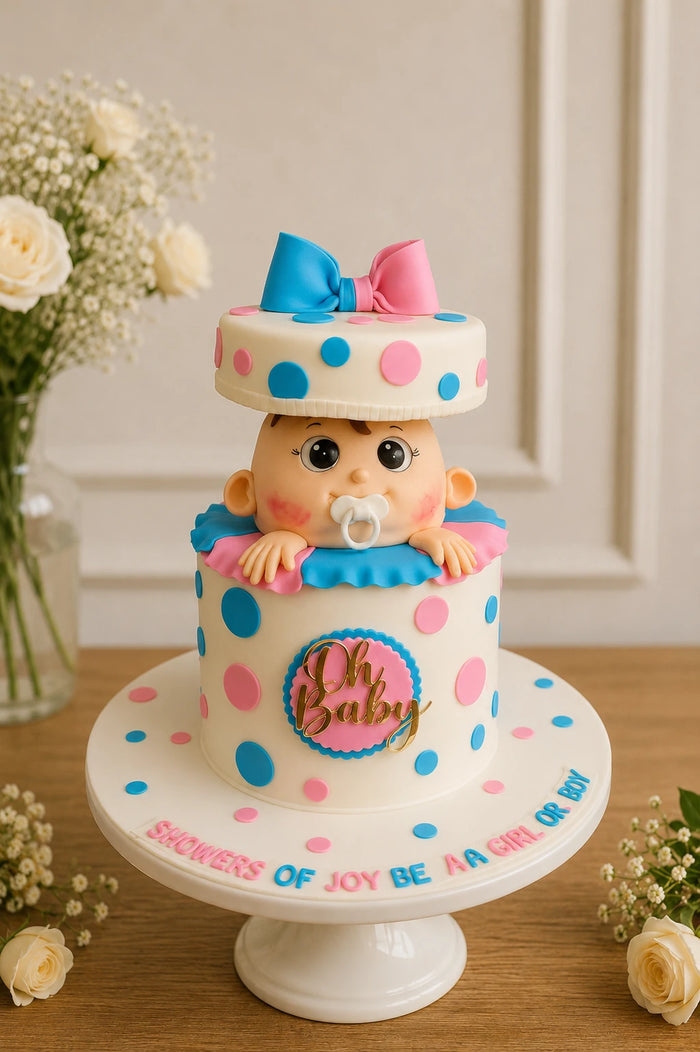 Two-Tier Baby Gender Reveal Cake