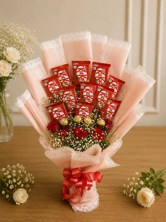 Romantic KitKat & Ferrero Rocher Floral Bouquet