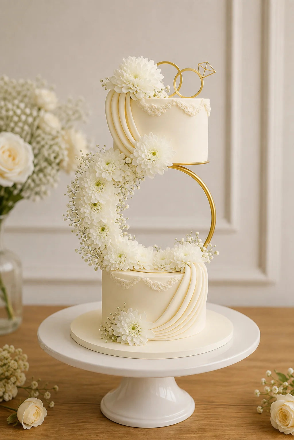 Handcrafted Pastel Mix Mixed Floral Luxury 2-Tier Wedding Tier Cake #5 baked fresh by The Baking Kaur, Thapar Nagar, Meerut