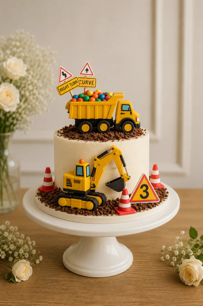Construction Truck & Site Theme Cake