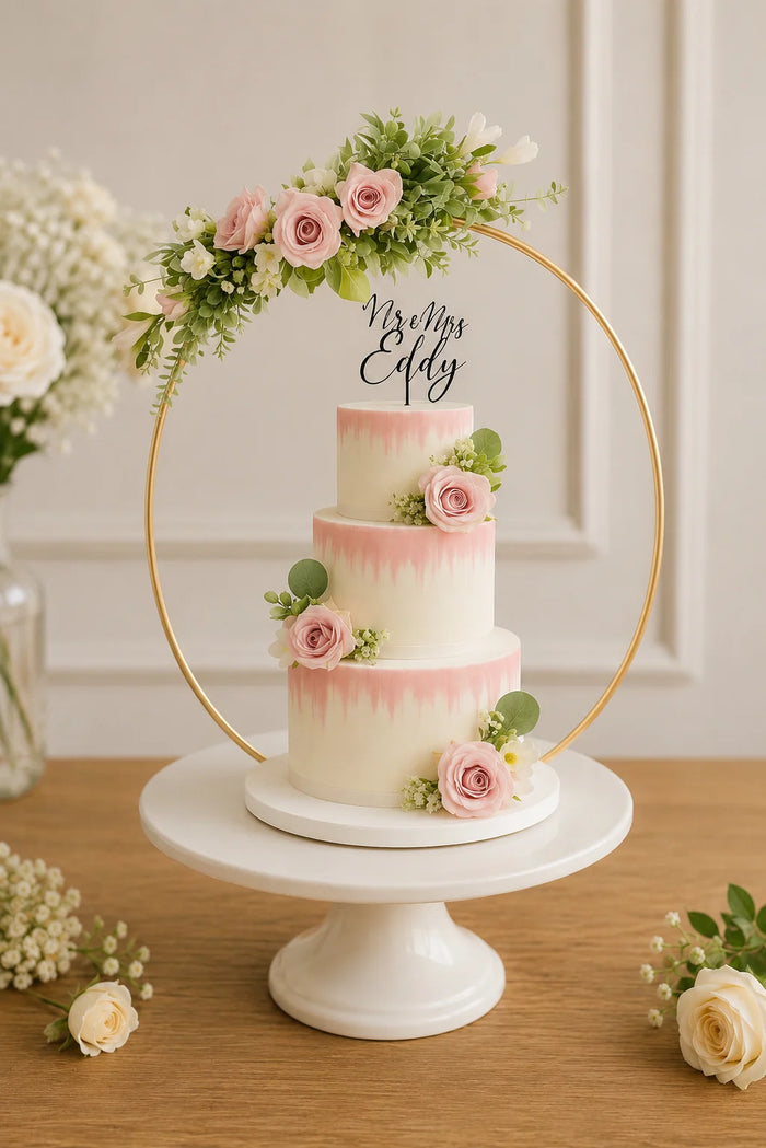 Three-Tier Floral Arch Celebration Cake