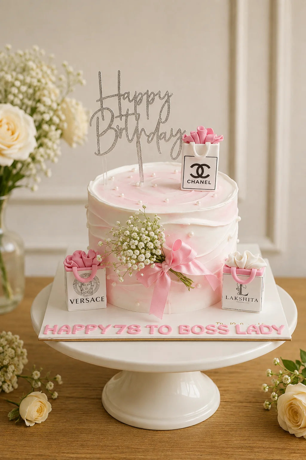 Handcrafted Peach Elegant Birthday Cake #7 baked fresh by The Baking Kaur, Thapar Nagar, Meerut