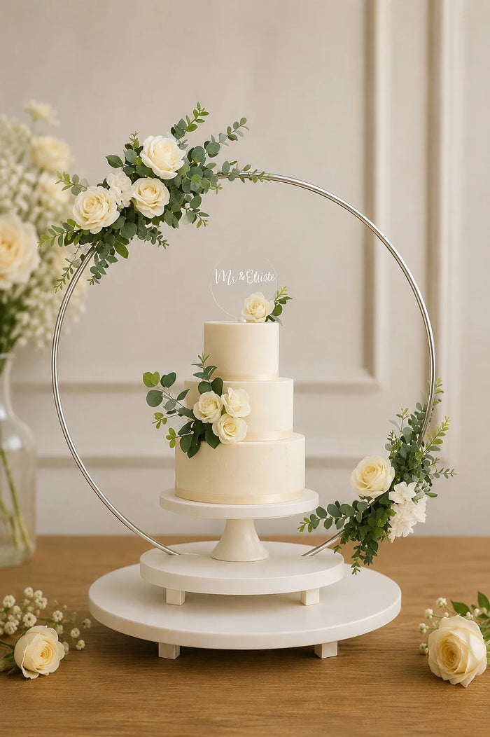 Three-Tier Floral Arch Celebration Cake