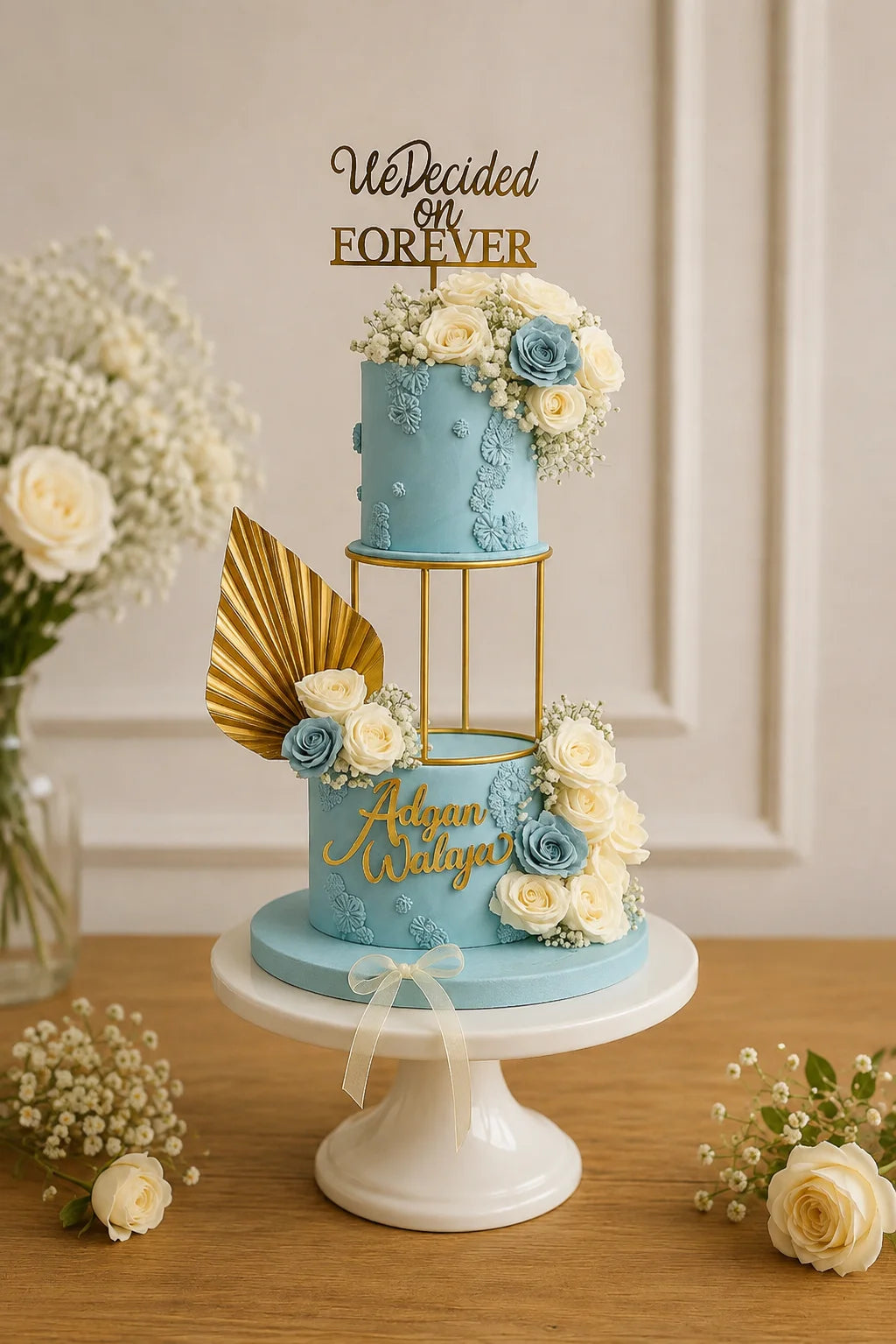 Handcrafted Pastel Mix Mixed Floral Luxury 2-Tier Wedding Tier Cake #6 baked fresh by The Baking Kaur, Thapar Nagar, Meerut