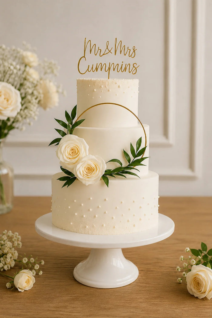 Three-Tier Floral Arch Celebration Cake