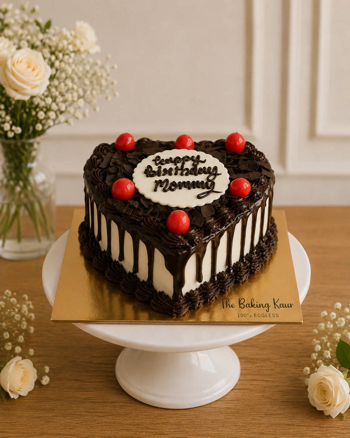 Heart-Shaped Chocolate Drip Heart Cake Birthday Cake