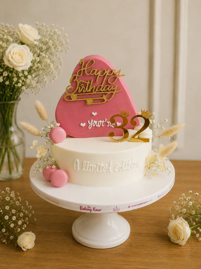 2-Tier 32th Birthday Minimalist Heart Birthday Cake
