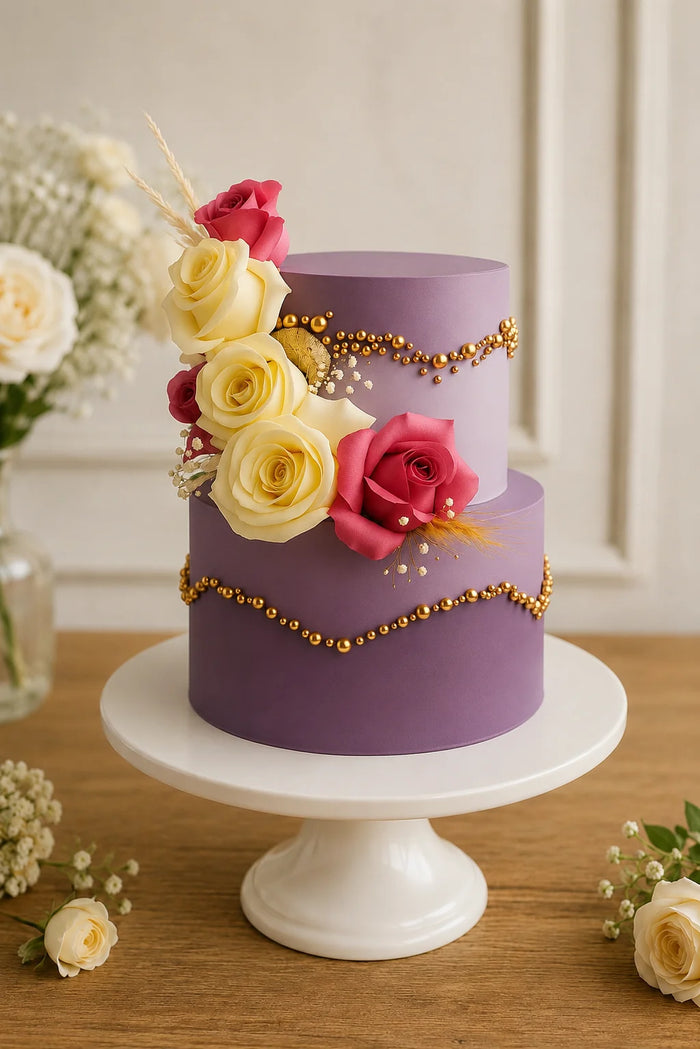 Two-Tier Floral Celebration Cake