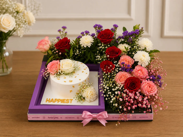 Happiest Floral & Cake Celebration Hamper