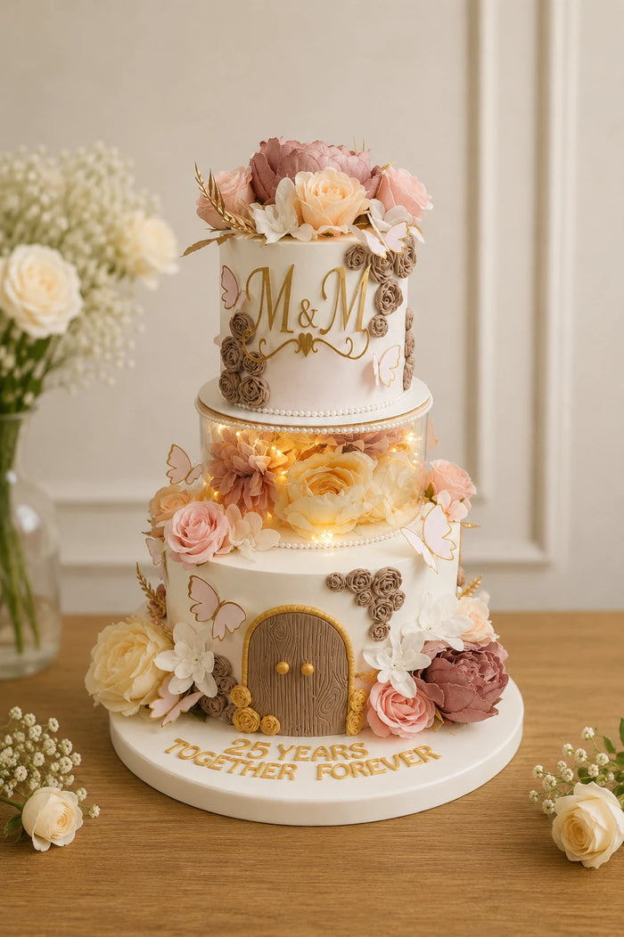 Three-Tier Enchanted Fairy Garden Theme Cake