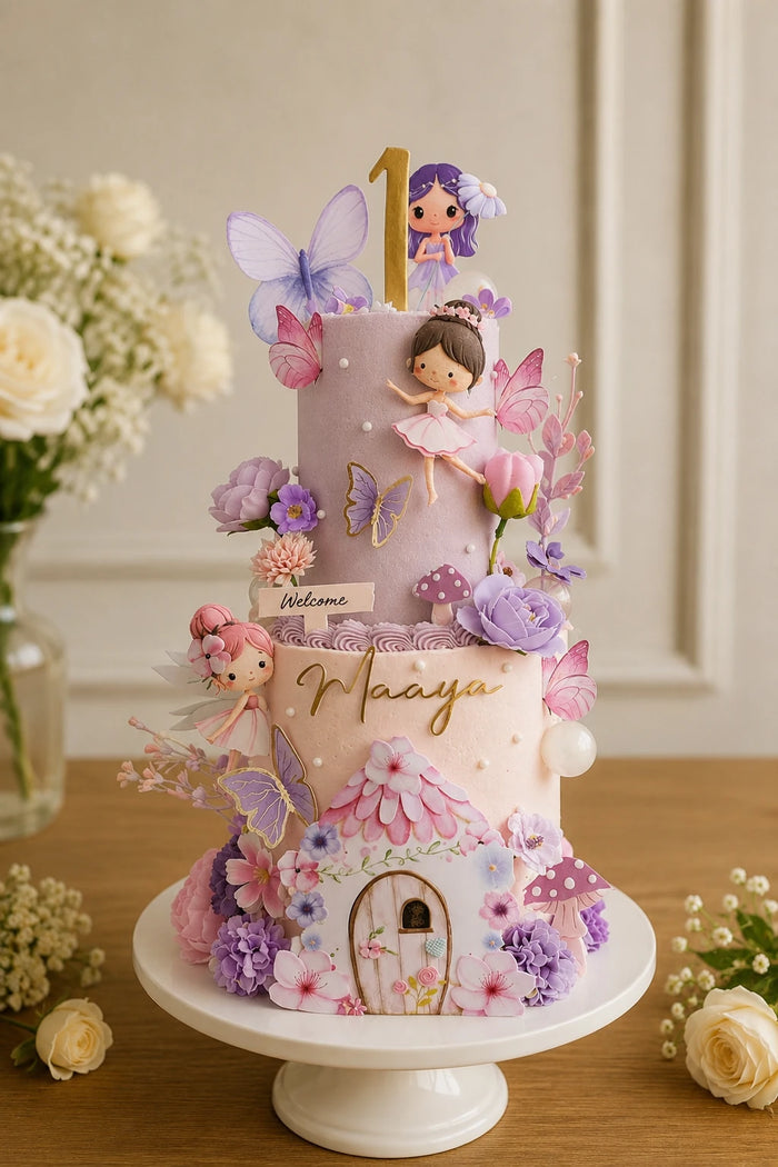 Two-Tier Fairy Garden Theme Cake