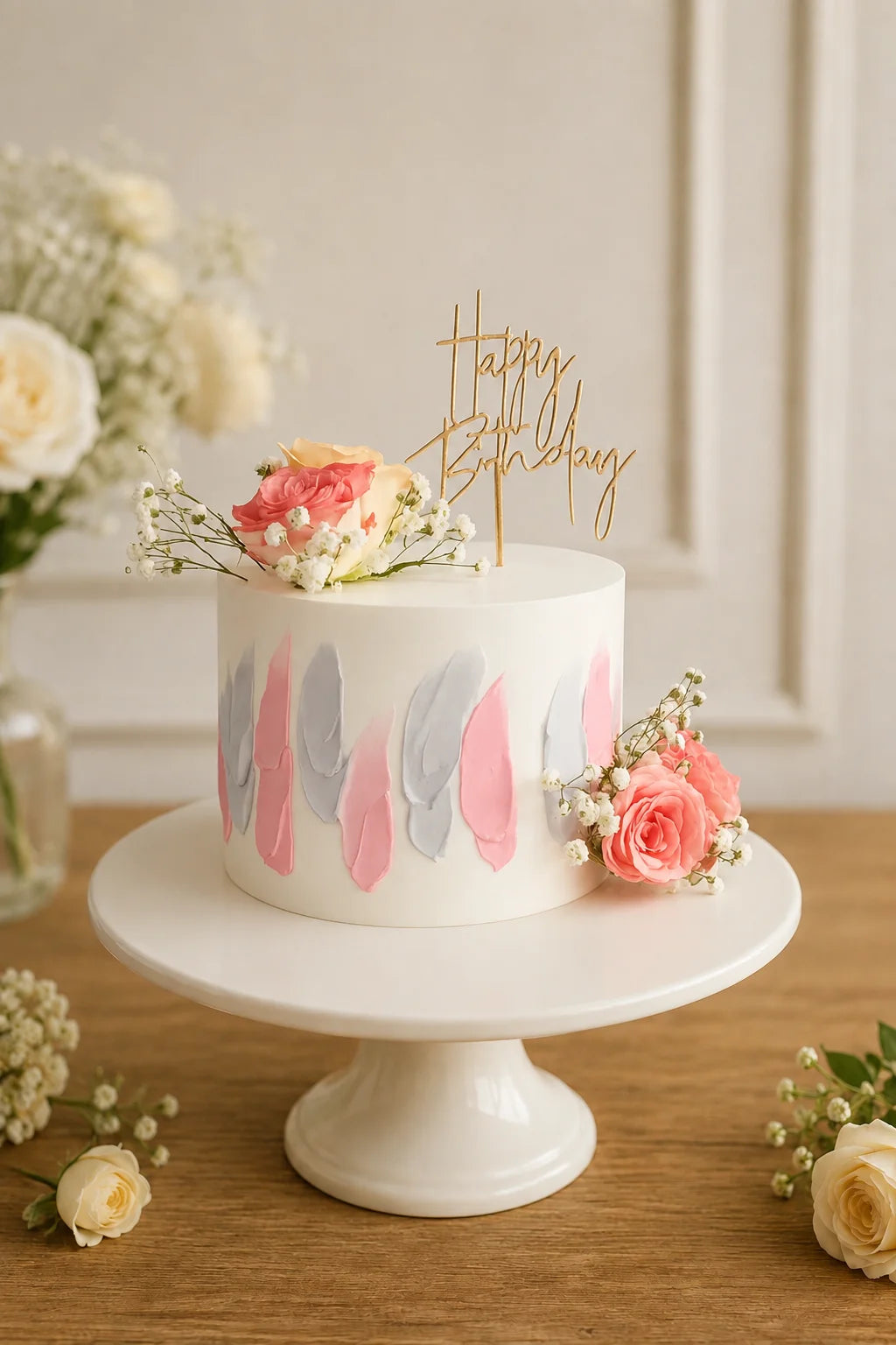 Handcrafted Happy Birthday Peach Birthday Cake #2 baked fresh by The Baking Kaur, Thapar Nagar, Meerut