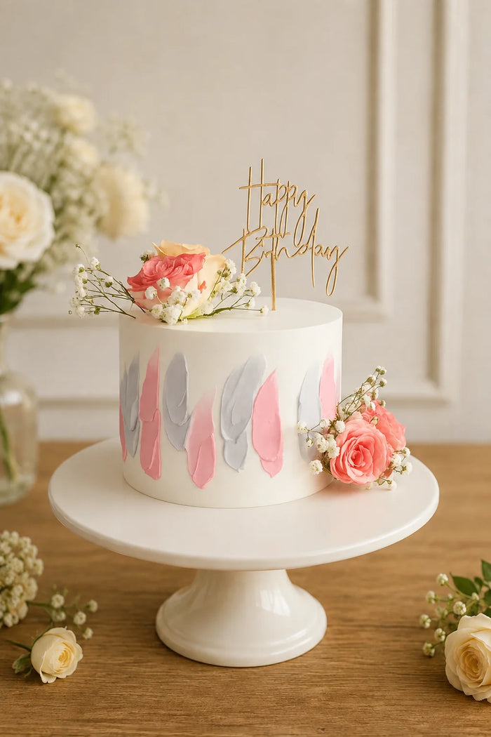 Brushstroke Floral Birthday Cake