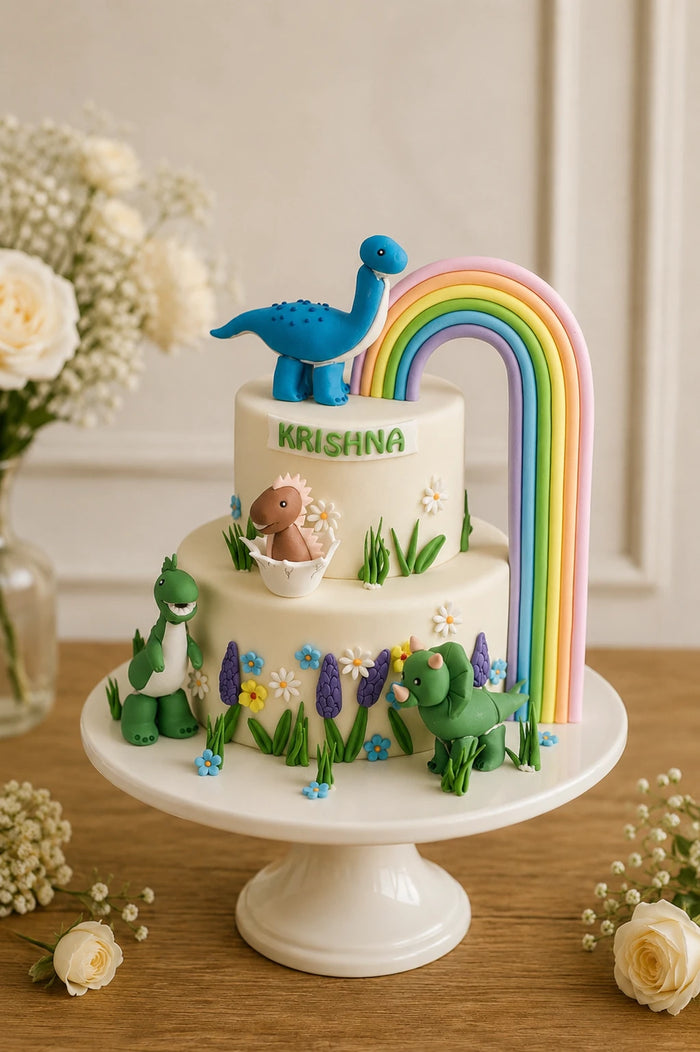Two-Tier Dinosaurs Theme Cake