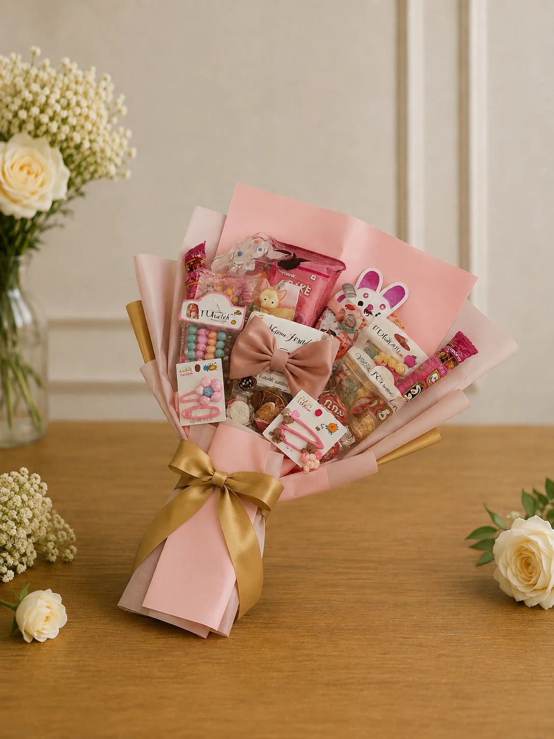 Pastel Cutie & Treats Luxury Gift Bouquet handcrafted luxury gift hamper by The Baking Kaur Meerut