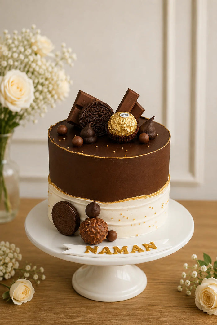 Two-Tier Ferrero Rocher & Oreo Chocolate Theme Cake